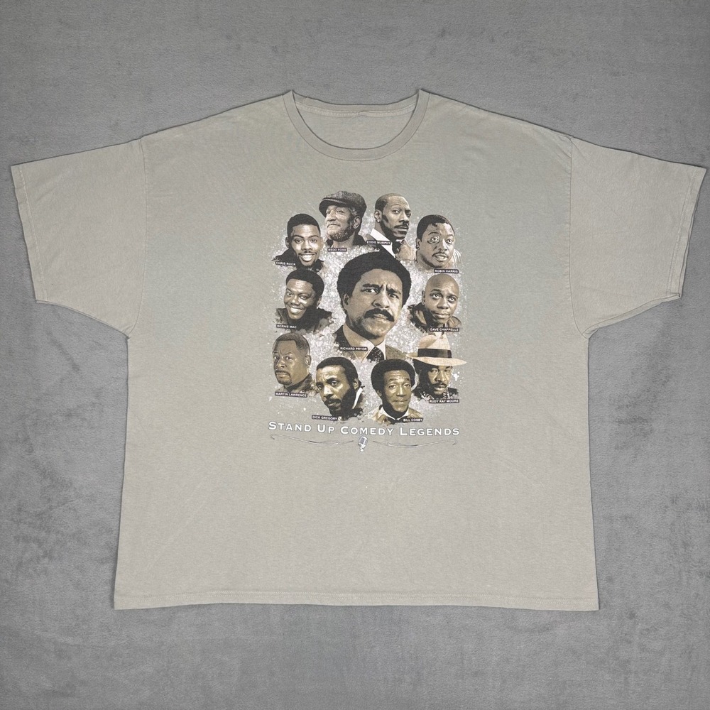 Stand Up Comedy Legends Graphic T-Shirt Tan Richard Pryor Eddie Murphy Mens 3XL‎